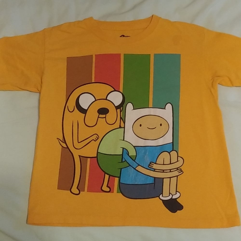 Adventure Time t-shirt gold Finn & Jake sz S